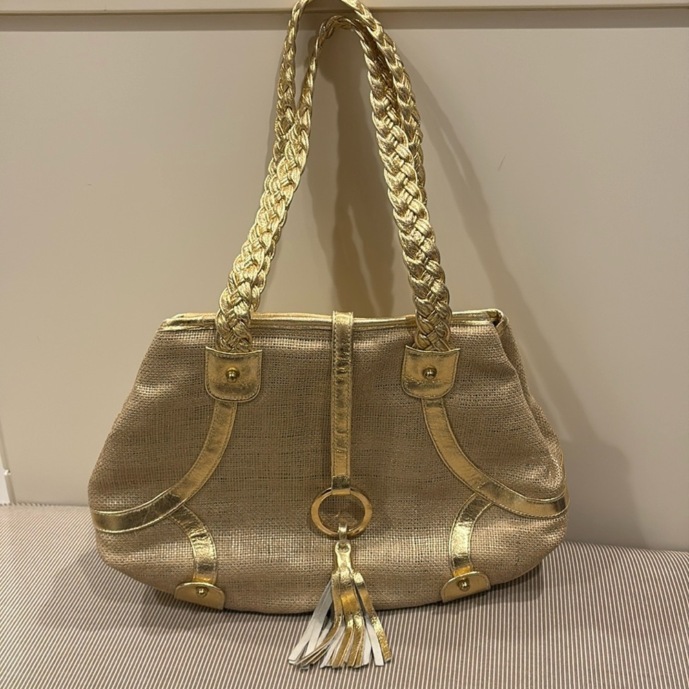 Elezar Handbag rattan and gold